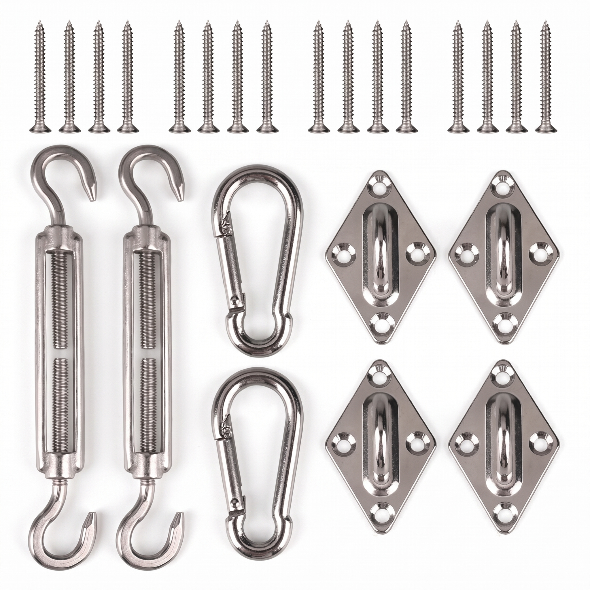 TheFrenchNets stainless fixings kit full kit laid out before install.