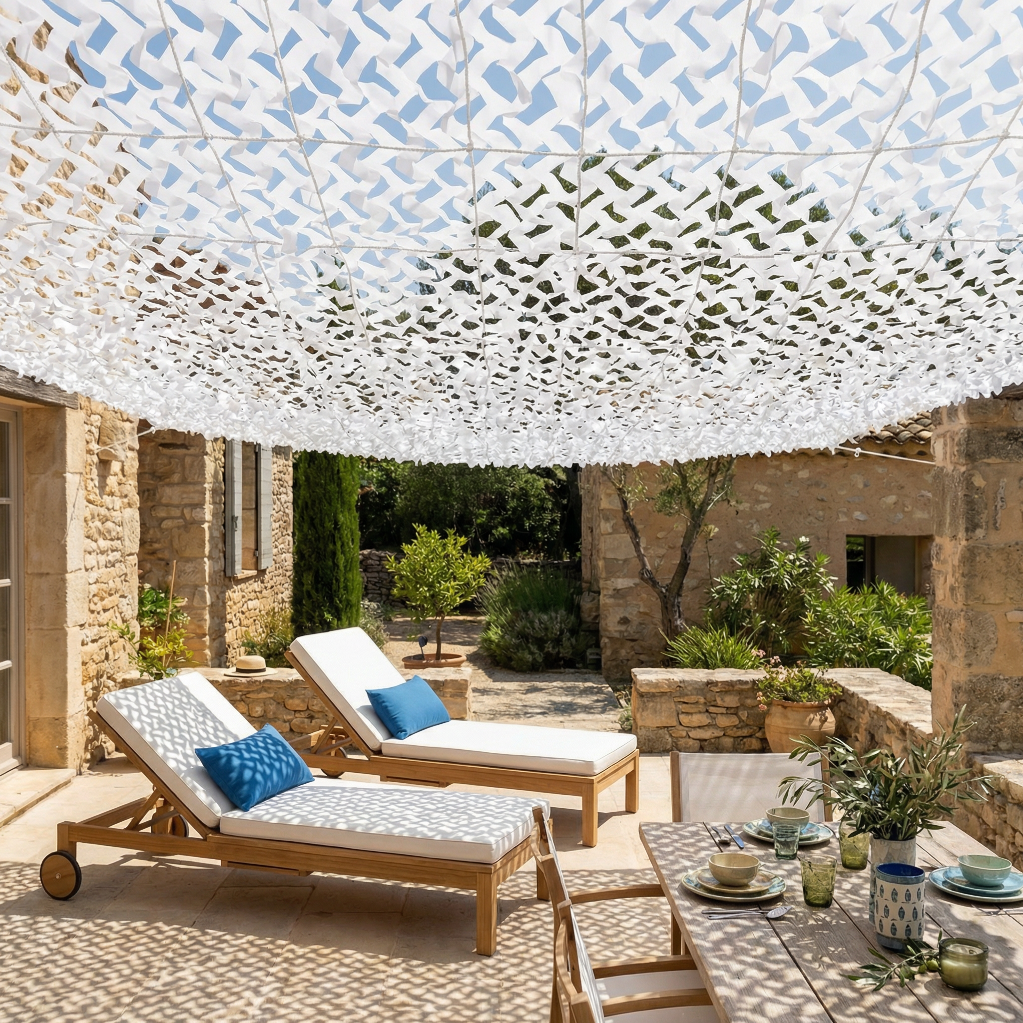 White Reinforced Shade Net for Patio & Pergola - UV Treated