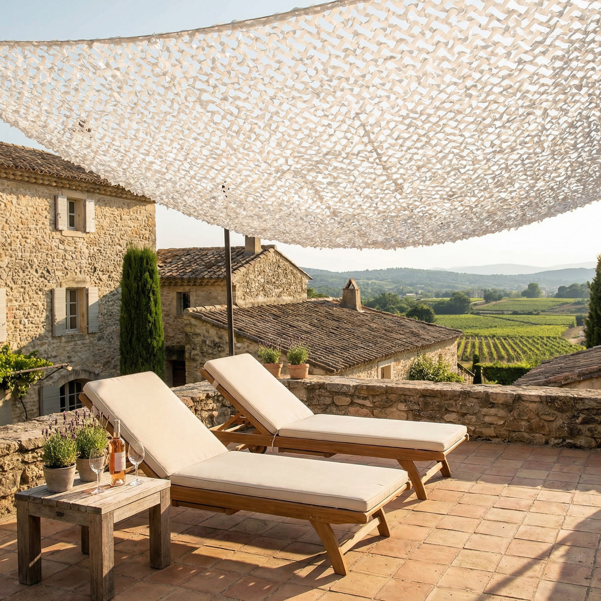 White Reinforced Shade Net for Patio & Pergola - UV Treated