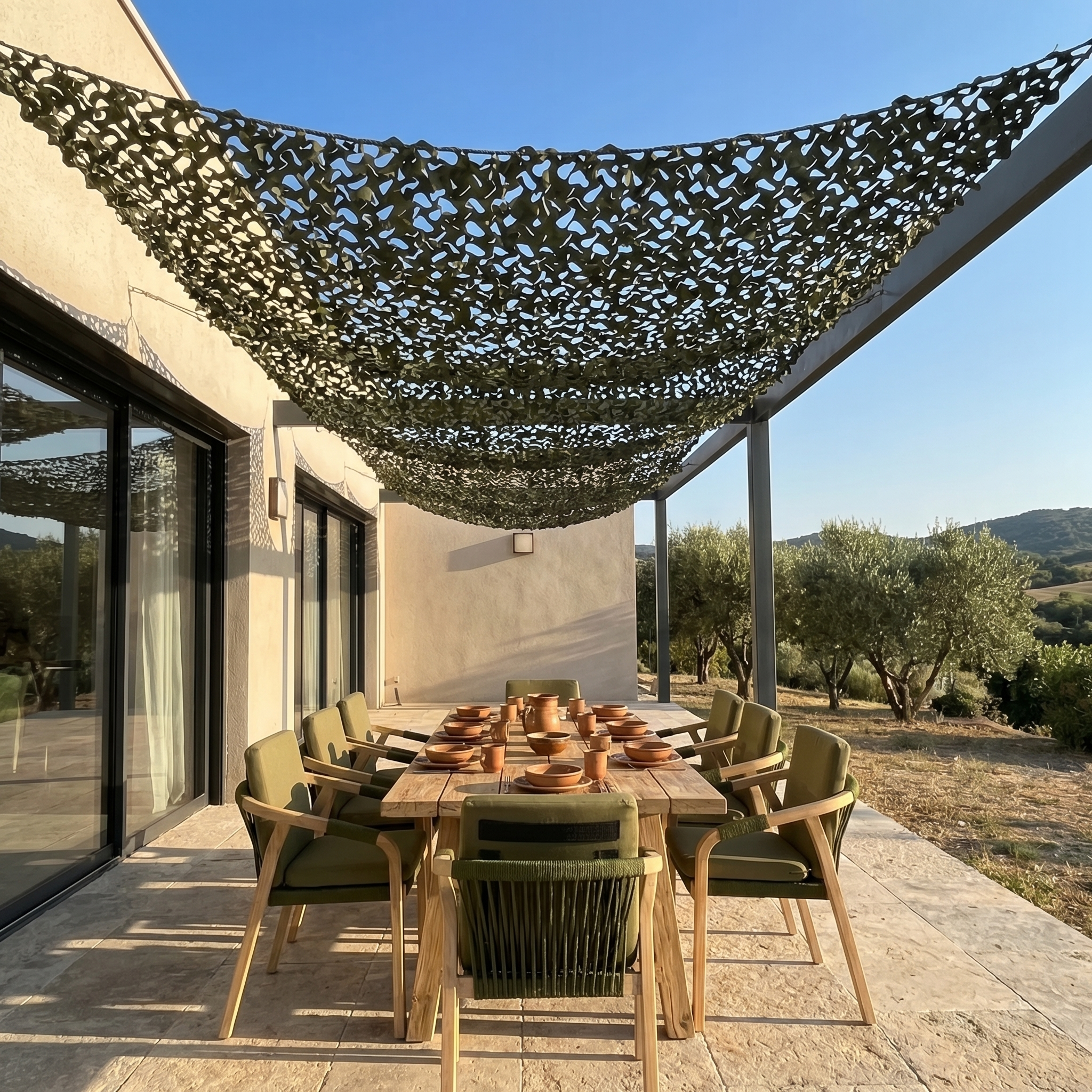 Olive Reinforced Shade Net for Garden & Patio - Foliage Blend