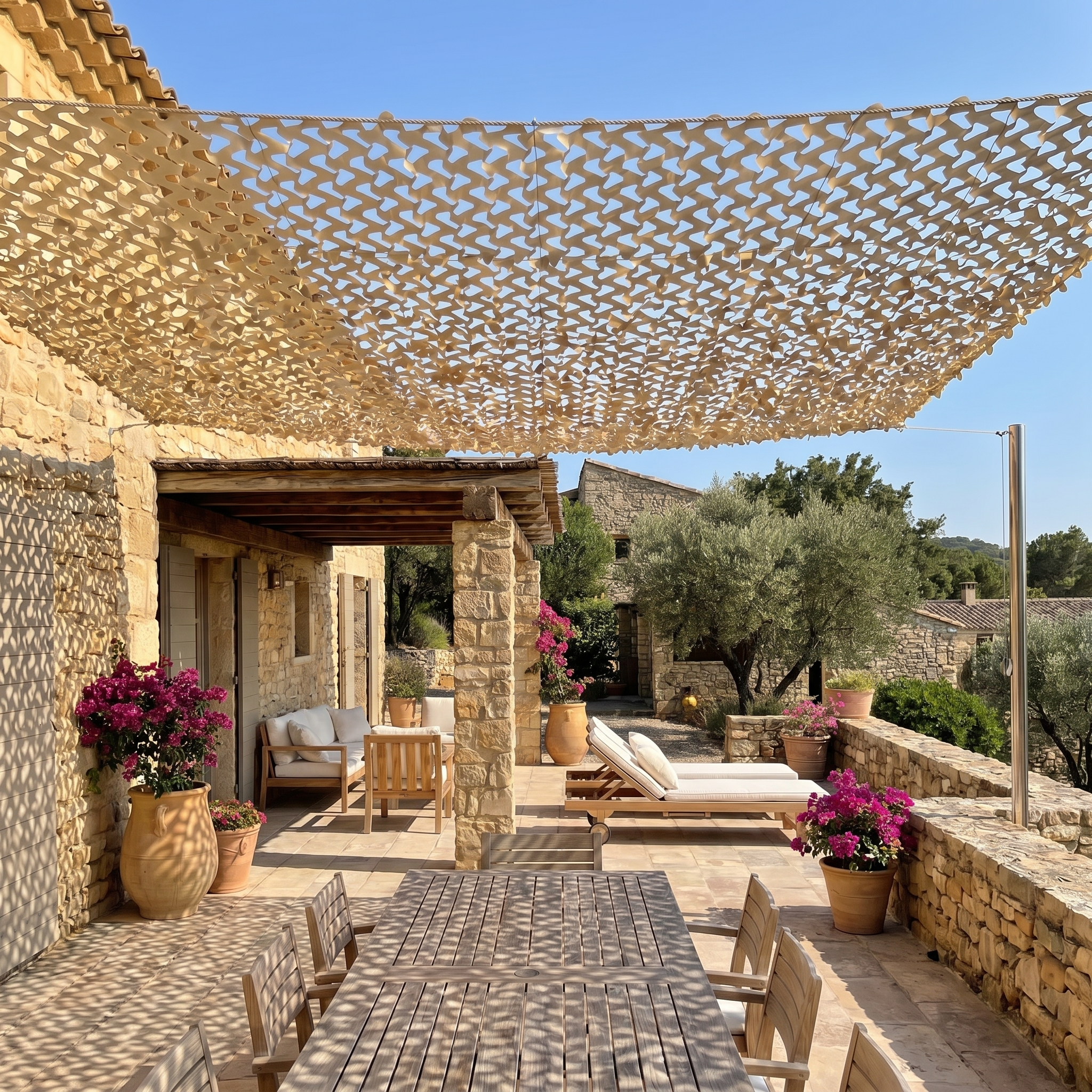 Sand Reinforced Shade Net for Patio & Pergola - Warm Shade