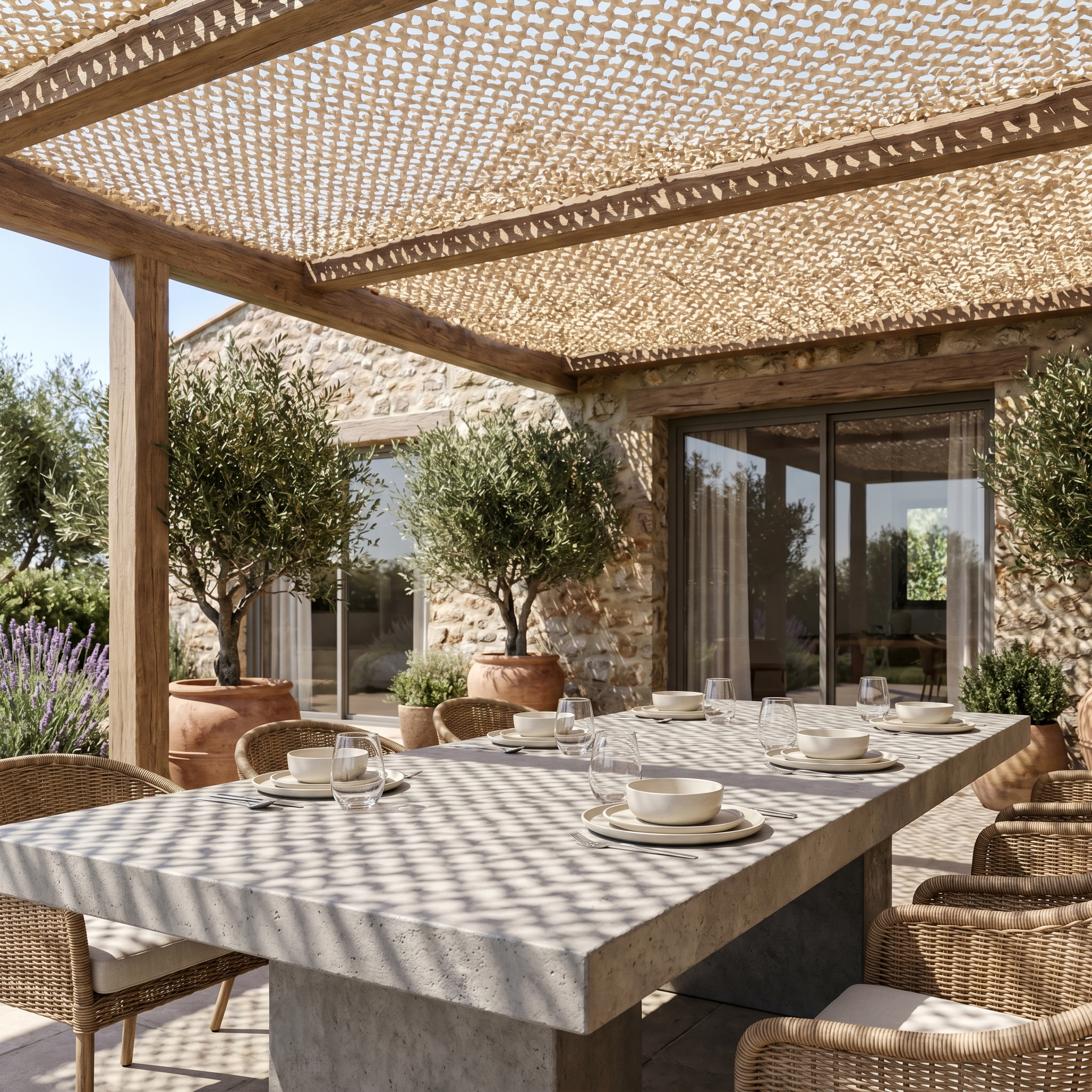 Sand Reinforced Shade Net for Patio & Pergola - Warm Shade